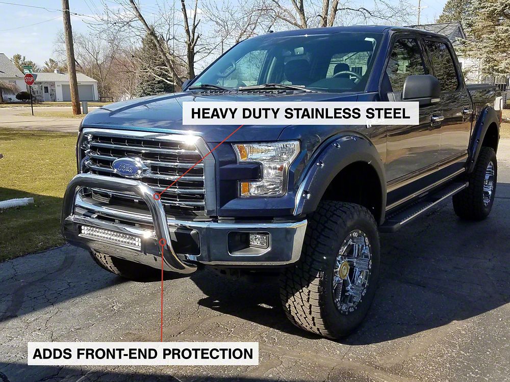 Barricade HD Bull Bar with Skid Plate and 20-Inch LED Dual-Row LED Light Bar; Polished SS (04-25 F-150, Excluding Raptor)