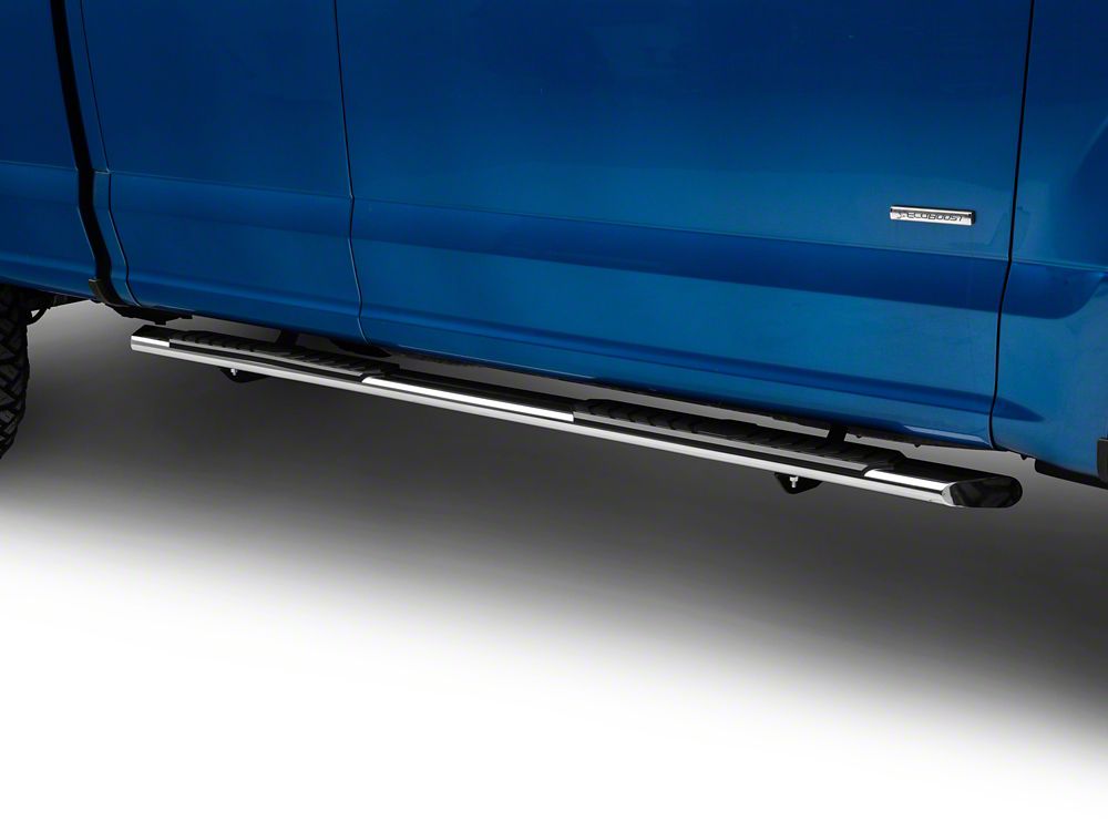 Barricade 4-Inch Flat Oval Running Boards; Stainless Steel (15-25 F-150 SuperCab)