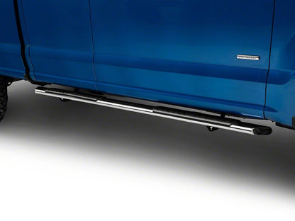 Barricade 4-Inch Flat Oval Running Boards; Stainless Steel (15-25 F-150 SuperCab)