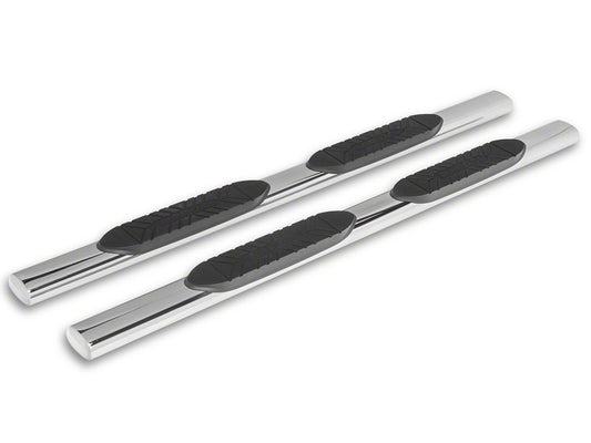 Barricade E-Series 5-Inch Straight End Side Step Bars; Stainless Steel (15-25 F-150 SuperCab)