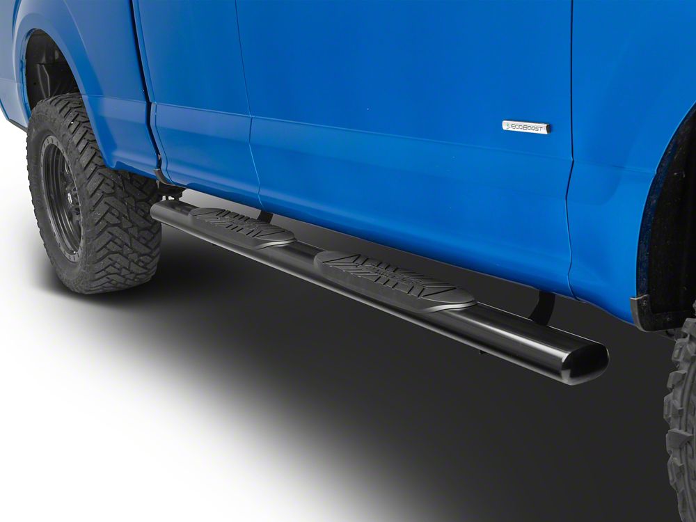 Barricade E-Series 5-Inch Straight End Side Step Bars; Black (15-25 F-150 SuperCab)