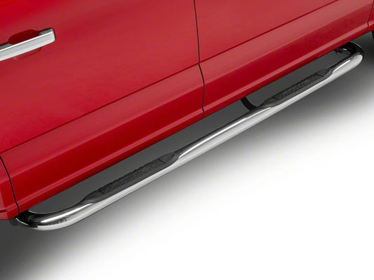 Barricade E-Series 3-Inch Side Step Bars with 90 Degree Bent Ends; Stainless Steel (15-25 F-150 SuperCrew)