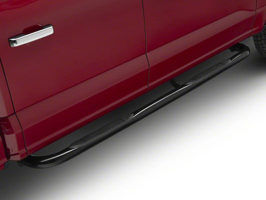 Barricade E-Series 3-Inch Side Step Bars with 90 Degree Bent Ends; Black (15-25 F-150 SuperCrew)