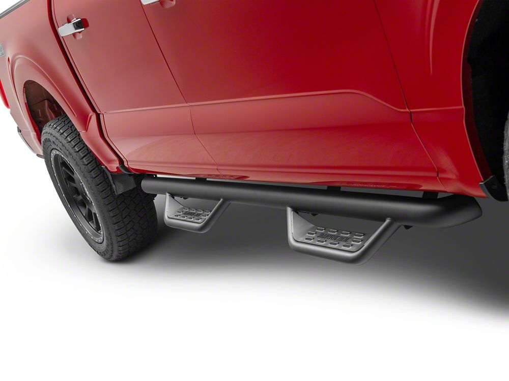 Barricade Tubular Drop Steps; Fine Textured Black Finish (15-25 F-150 SuperCrew)
