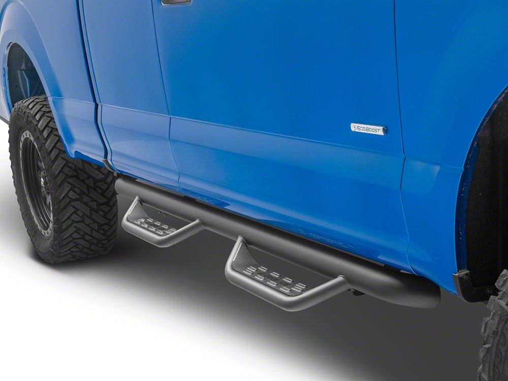 Barricade Tubular Drop Steps; Fine Textured Black Finish (15-25 F-150 SuperCab)