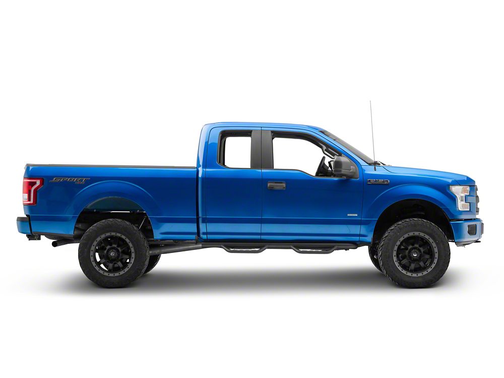 Barricade Tubular Drop Steps; Fine Textured Black Finish (15-25 F-150 SuperCab)