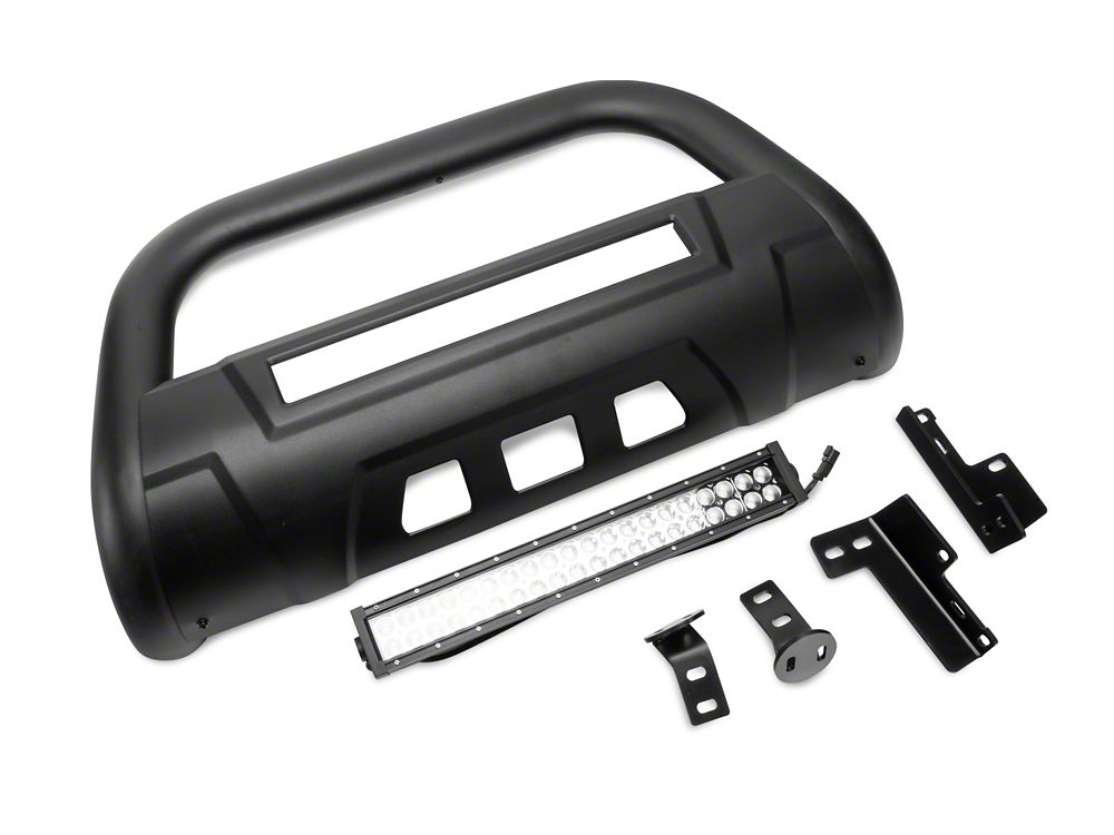 Barricade 3.50-Inch Bull Bar with Skid Plate and 20-Inch Dual Row LED Light Bar; Black (05-15 Tacoma)