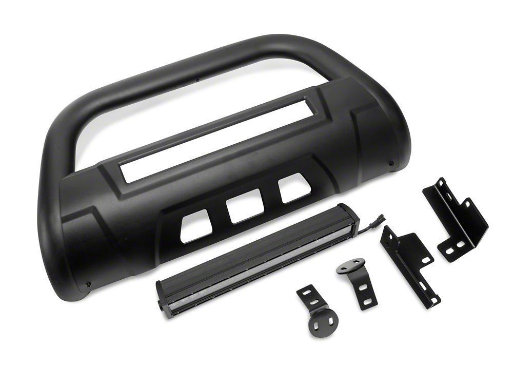 Barricade 3.50-Inch Bull Bar with Skid Plate and 20-Inch Dual Row LED Light Bar; Black (05-15 Tacoma)