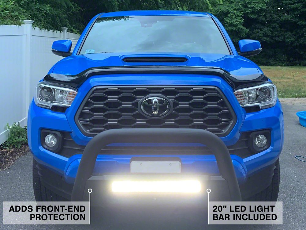 Barricade 3.50-Inch Bull Bar with Skid Plate and 20-Inch Dual Row LED Light Bar; Black (16-23 Tacoma)