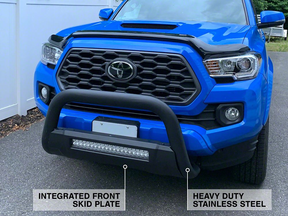 Barricade 3.50-Inch Bull Bar with Skid Plate and 20-Inch Dual Row LED Light Bar; Black (16-23 Tacoma)