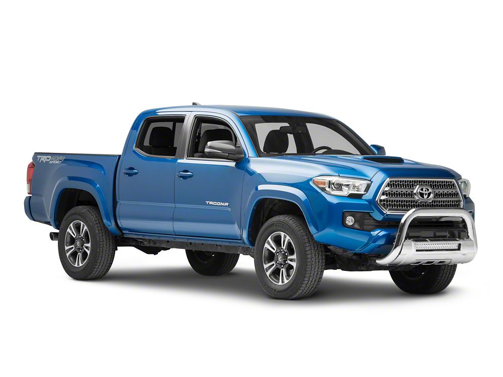 Barricade 3.50-Inch Bull Bar with Skid Plate and 20-Inch Dual Row LED Light Bar; Stainless Steel (16-23 Tacoma)
