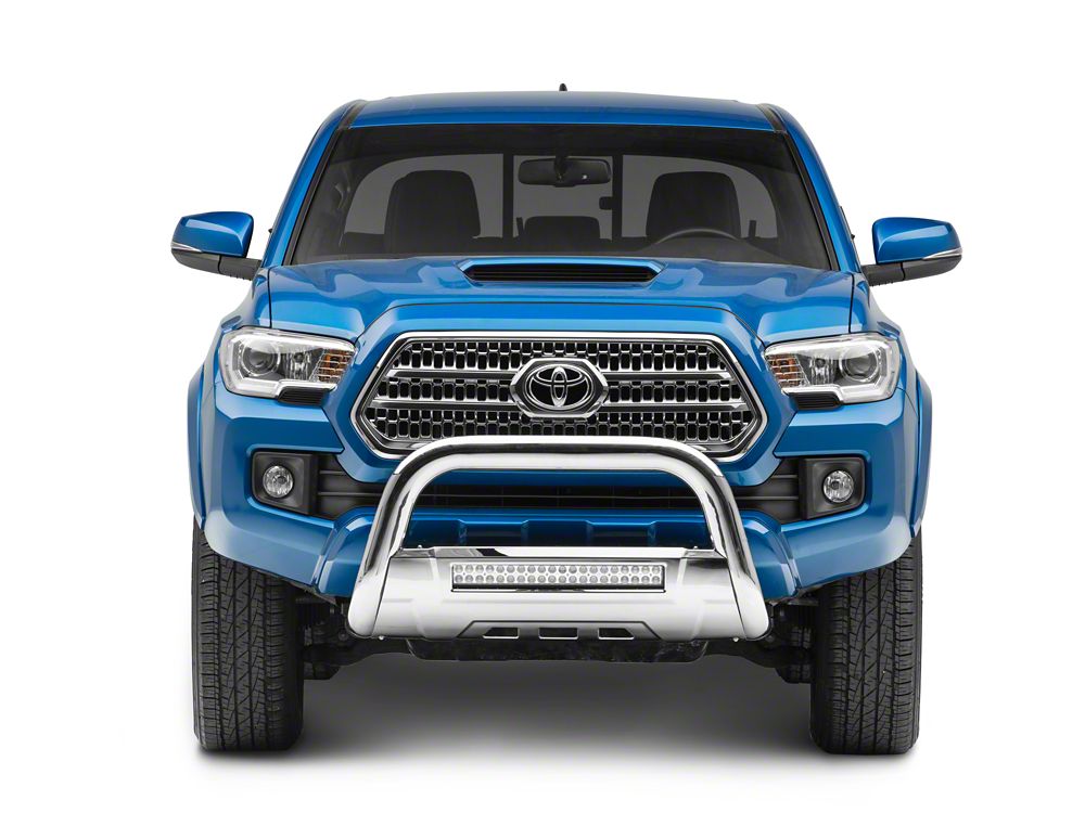 Barricade 3.50-Inch Bull Bar with Skid Plate and 20-Inch Dual Row LED Light Bar; Stainless Steel (16-23 Tacoma)