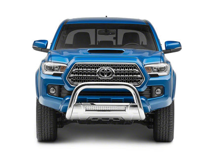 Barricade 3.50-Inch Bull Bar with Skid Plate and 20-Inch Dual Row LED Light Bar; Stainless Steel (16-23 Tacoma)
