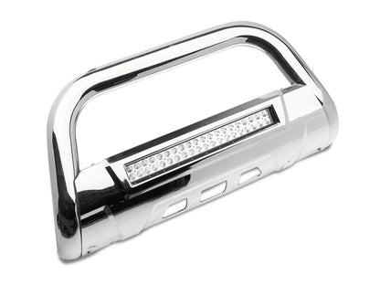 Barricade 3.50-Inch Bull Bar with Skid Plate and 20-Inch Dual Row LED Light Bar; Stainless Steel (16-23 Tacoma)