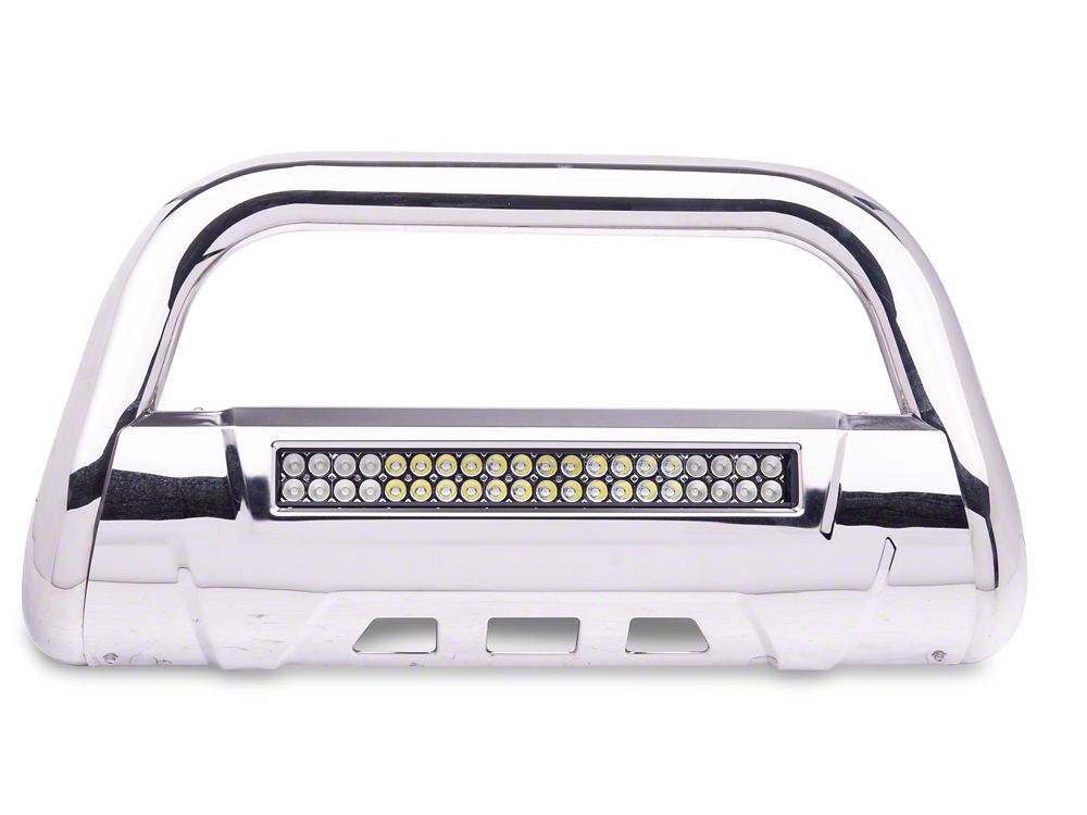 Barricade 3.50-Inch Bull Bar with Skid Plate and 20-Inch Dual Row LED Light Bar; Stainless Steel (16-23 Tacoma)