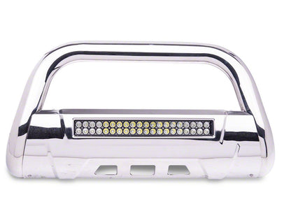 Barricade 3.50-Inch Bull Bar with Skid Plate and 20-Inch Dual Row LED Light Bar; Stainless Steel (16-23 Tacoma)