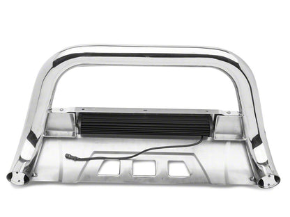 Barricade 3.50-Inch Bull Bar with Skid Plate and 20-Inch Dual Row LED Light Bar; Stainless Steel (16-23 Tacoma)