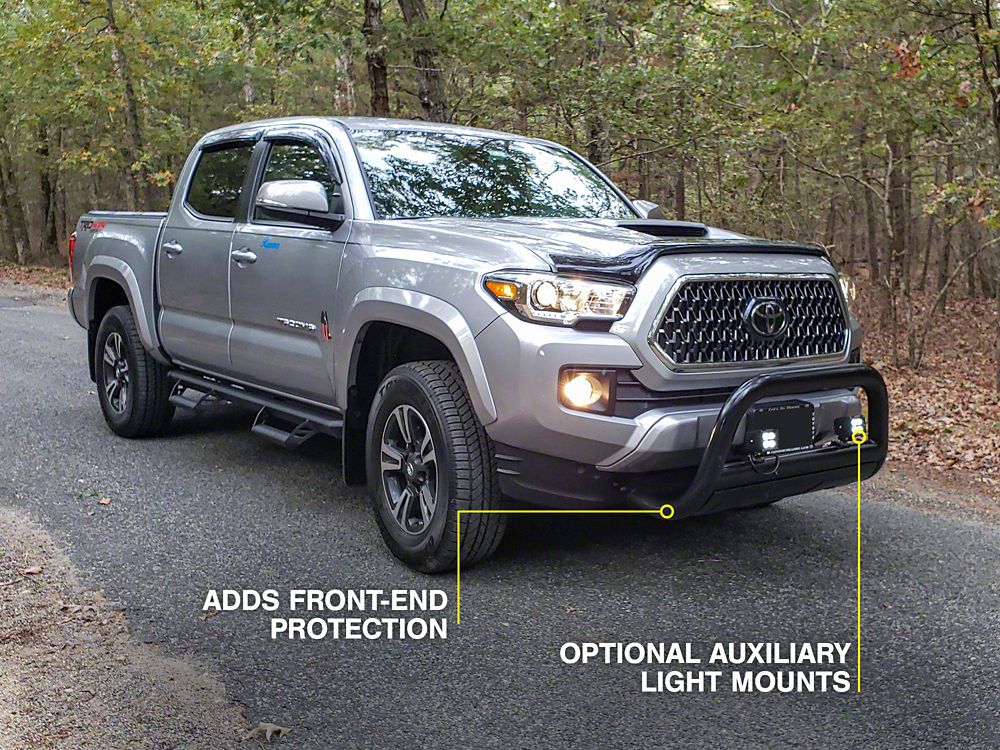 Barricade 3.50-Inch Oval Bull Bar with Skid Plate; Black (16-23 Tacoma)
