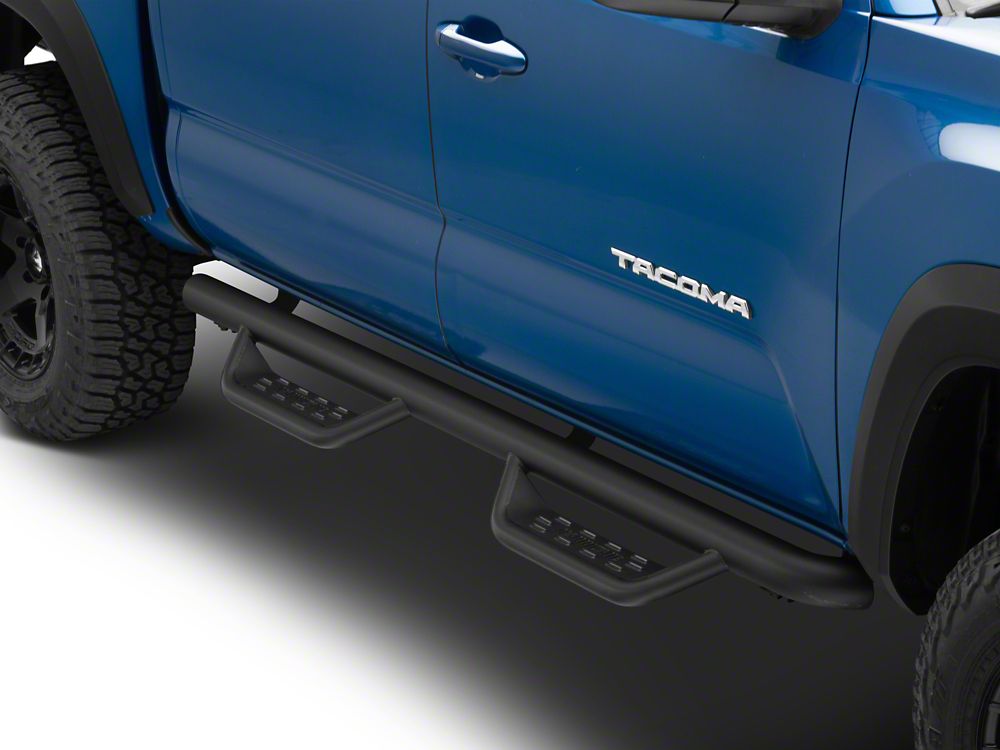 Barricade Tubular Drop Steps; Fine Textured Black (05-23 Tacoma Double Cab)
