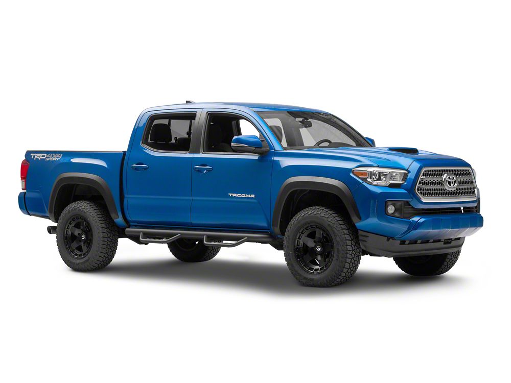 Barricade Tubular Drop Steps; Fine Textured Black (05-23 Tacoma Double Cab)