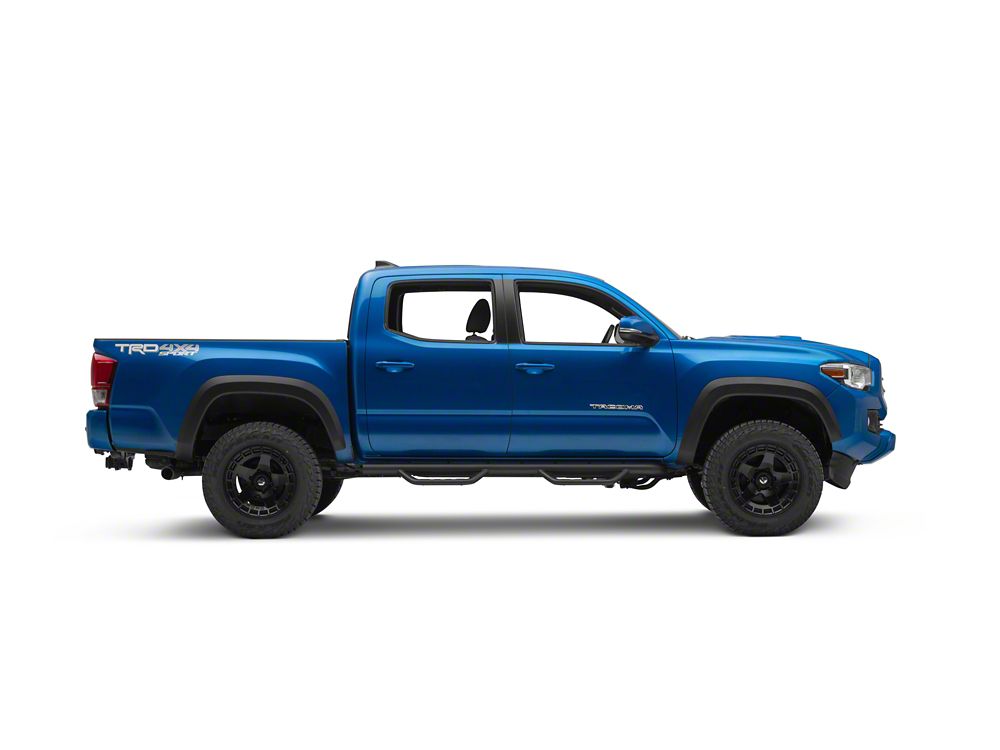 Barricade Tubular Drop Steps; Fine Textured Black (05-23 Tacoma Double Cab)