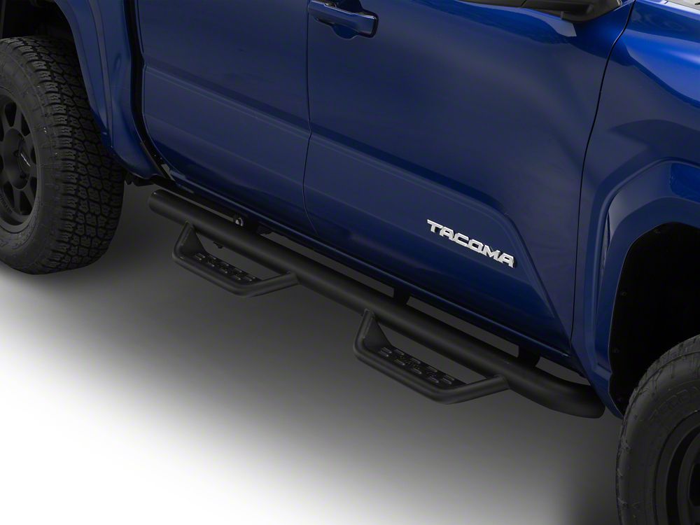 Barricade Tubular Drop Steps; Fine Textured Black Finish (24-25 Tacoma Double Cab)