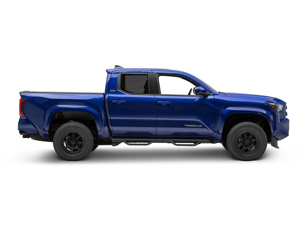Barricade Tubular Drop Steps; Fine Textured Black Finish (24-25 Tacoma Double Cab)
