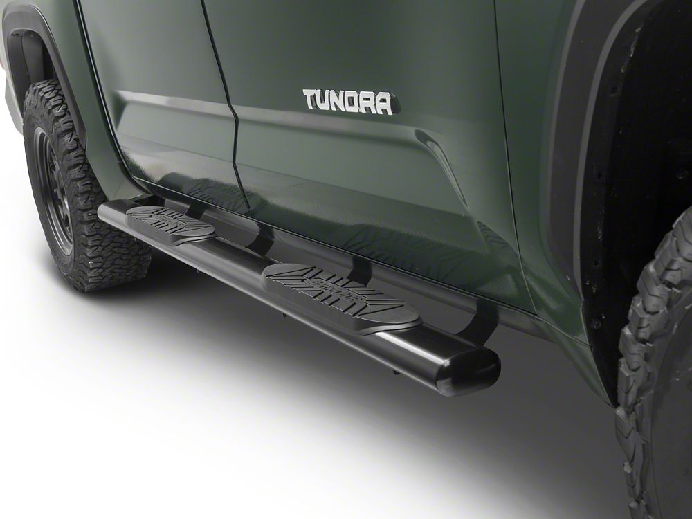 Barricade 5-Inch Oval Straight End Side Step Bars; Black (22-25 Tundra CrewMax)