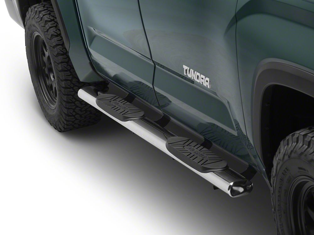 Barricade 5-Inch Oval Straight End Side Step Bars; Stainless Steel (22-25 Tundra CrewMax)