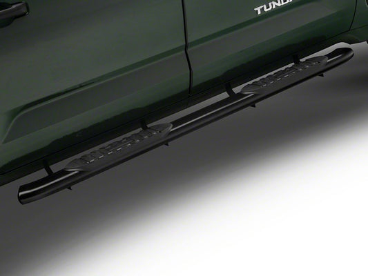 Barricade 5-Inch Oval Bent End Side Step Bars; Black (22-25 Tundra CrewMax)