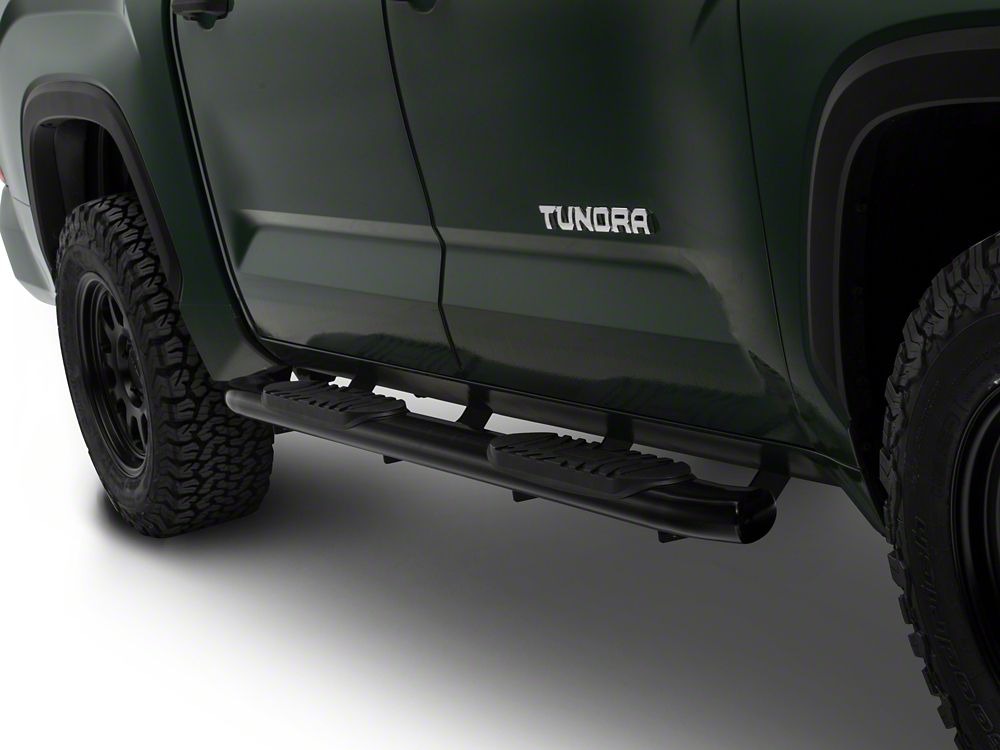Barricade 5-Inch Oval Bent End Side Step Bars; Black (22-25 Tundra CrewMax)