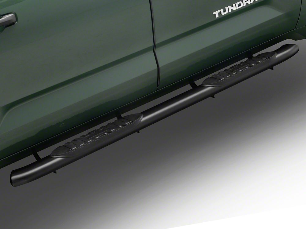 Barricade 5-Inch Oval Bent End Side Step Bars; Textured Black (22-25 Tundra CrewMax)