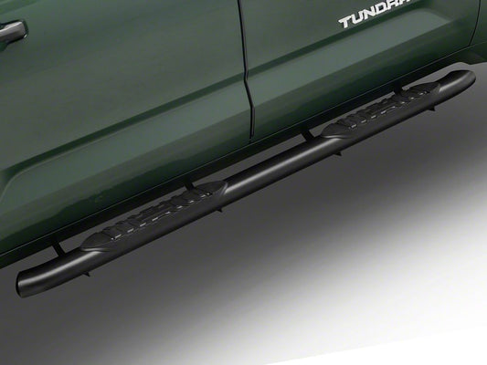 Barricade 5-Inch Oval Bent End Side Step Bars; Textured Black (22-25 Tundra CrewMax)