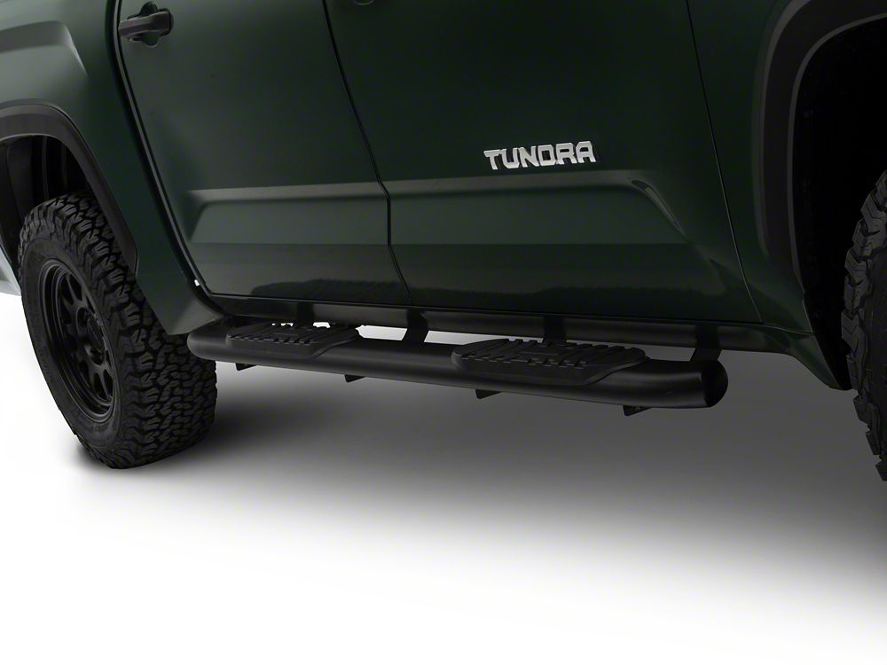 Barricade 5-Inch Oval Bent End Side Step Bars; Textured Black (22-25 Tundra CrewMax)