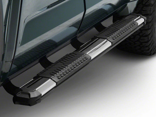 Barricade Saber 5-Inch Aluminum Side Step Bars; Stainless Cover Plates (22-25 Tundra CrewMax)